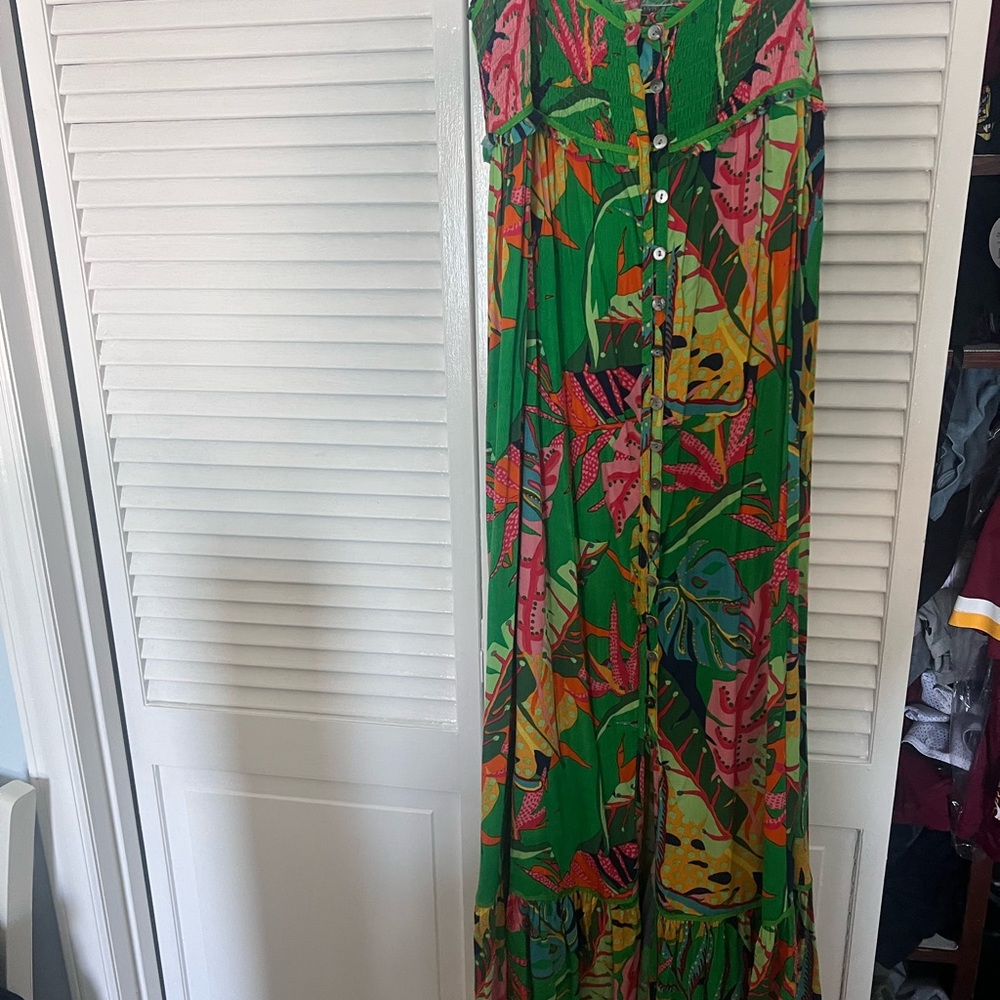 Karlie Green and Pink Tropical Maxi Dress